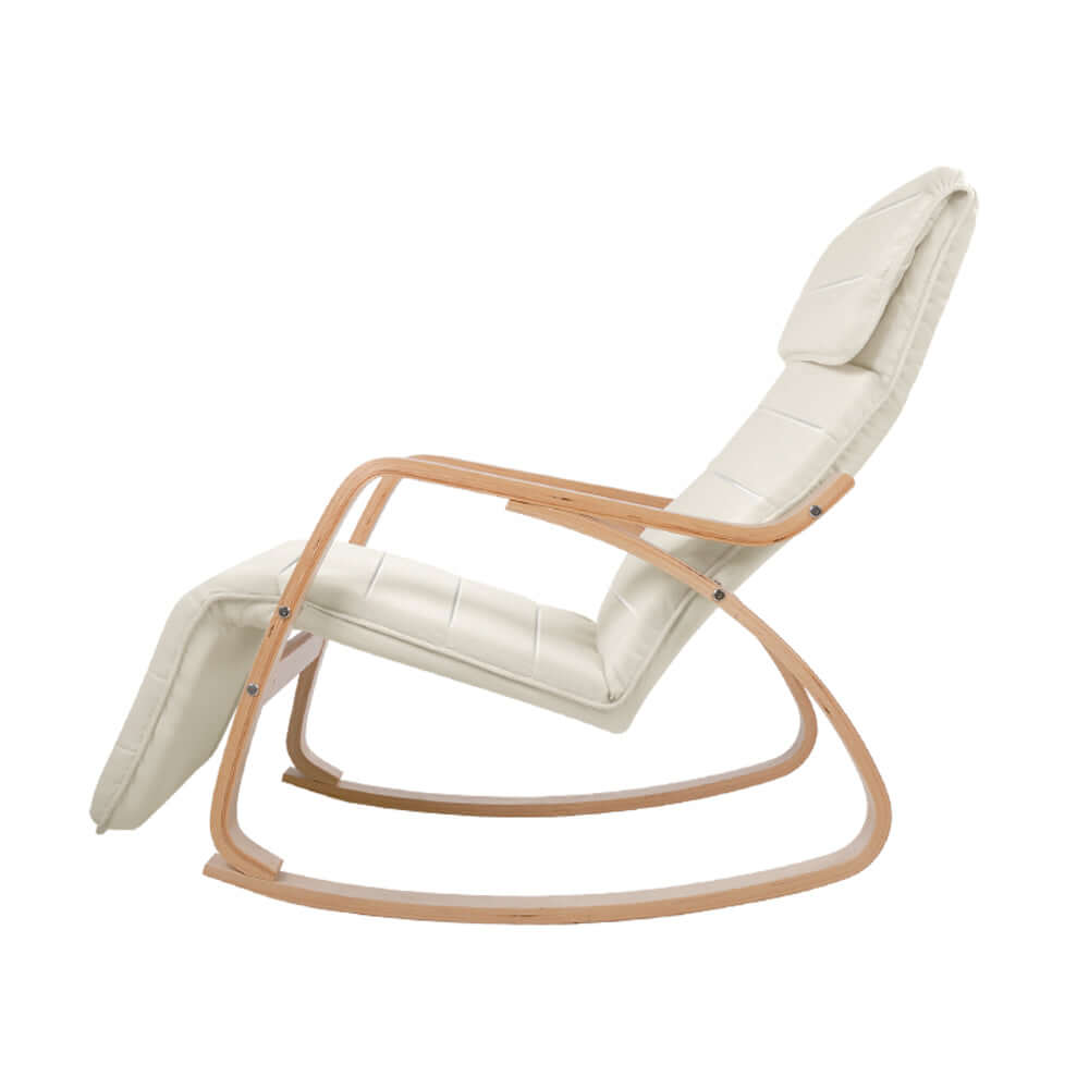 JEDDAH Fabric Rocking Armchair with Adjustable Footrest Beige