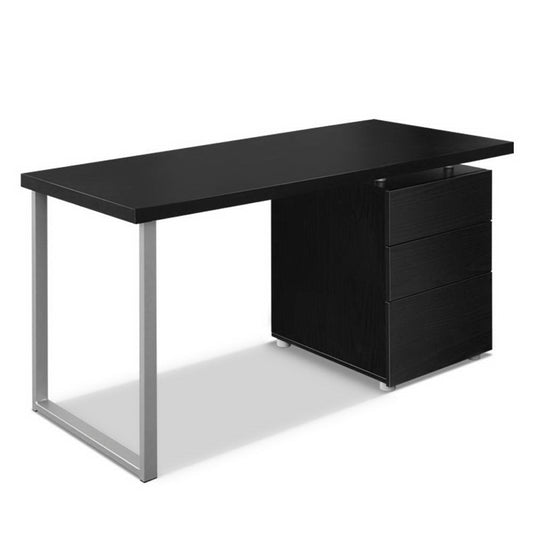 MILAN Metal Desk With 3 Drawers Black