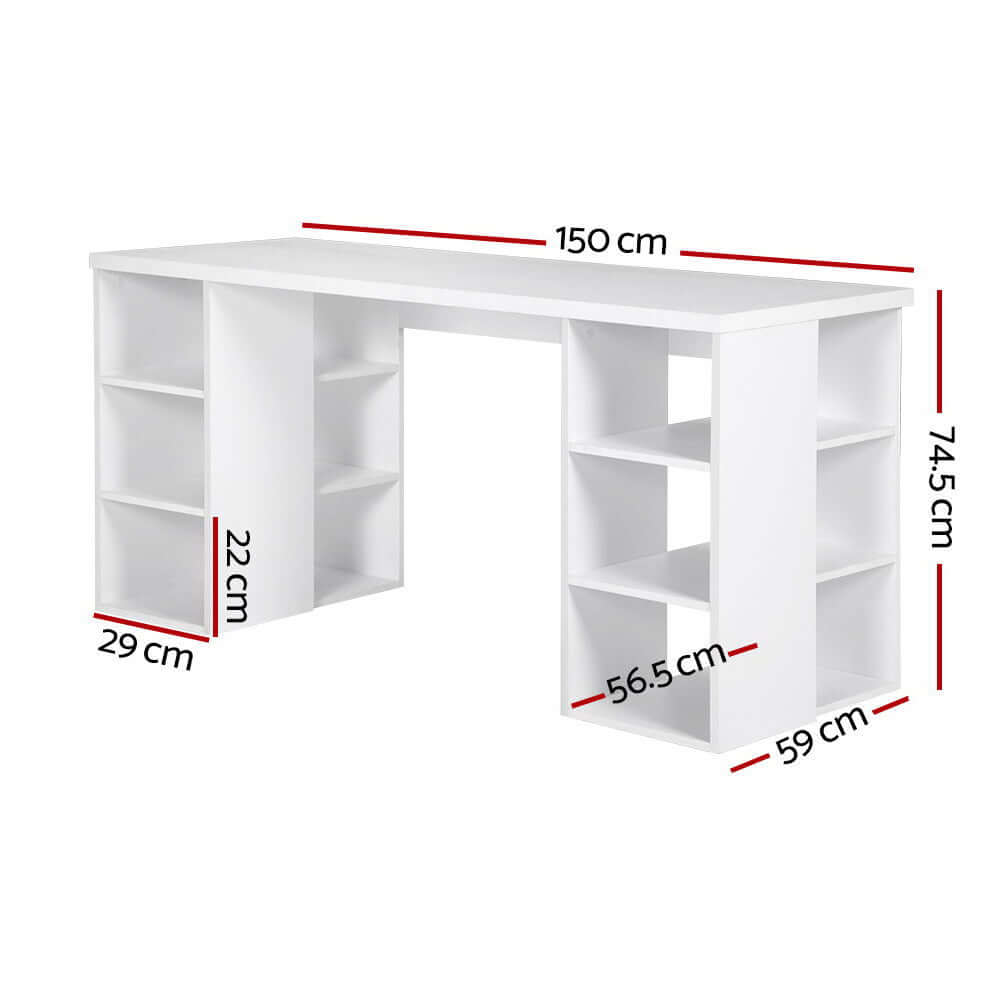 LOFOTEN Desk with Storage & Bookshelf - White