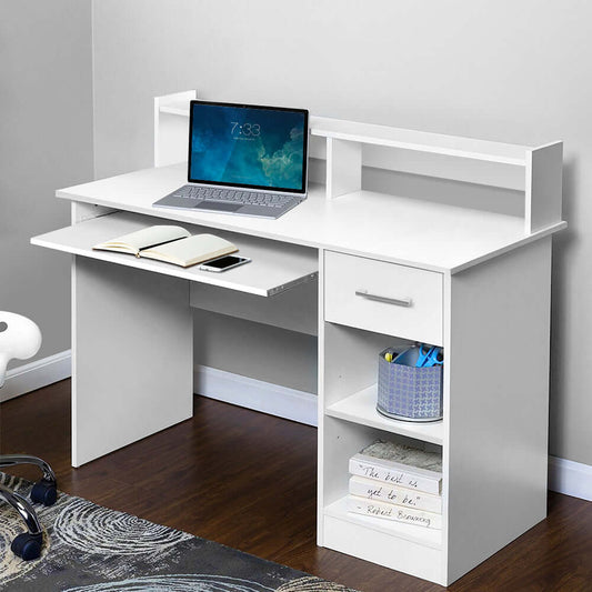 BEJA Office Computer Desk with Storage White