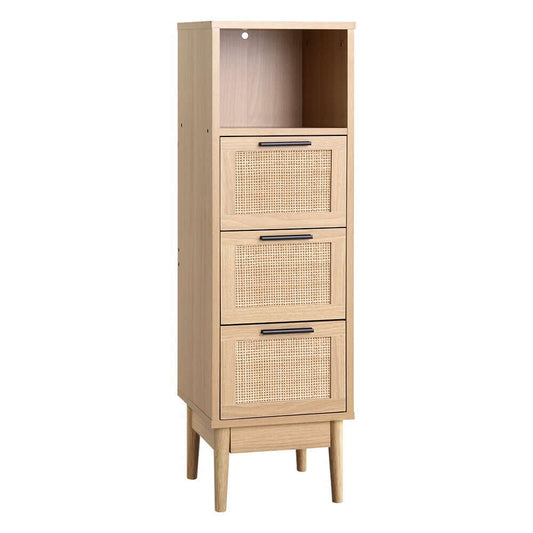 AMALFI 3-Draw Rattan Storage Cabinet With Display Shelf