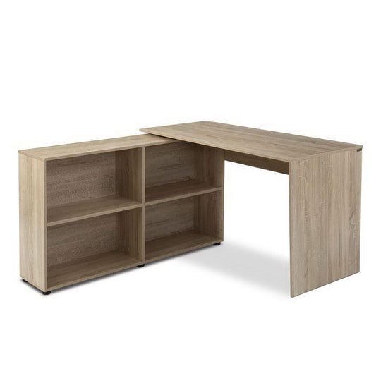 Corner Study Table With Bookcase Storage