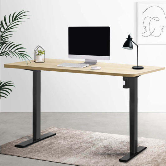 RIGA Sit Stand Desk Black & Oak 120cm Buro Living