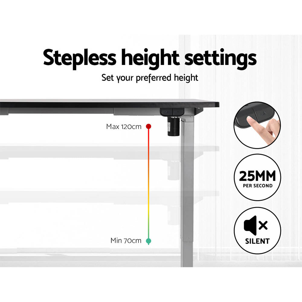 RIGA Sit Stand Desk Grey & Black 140cm