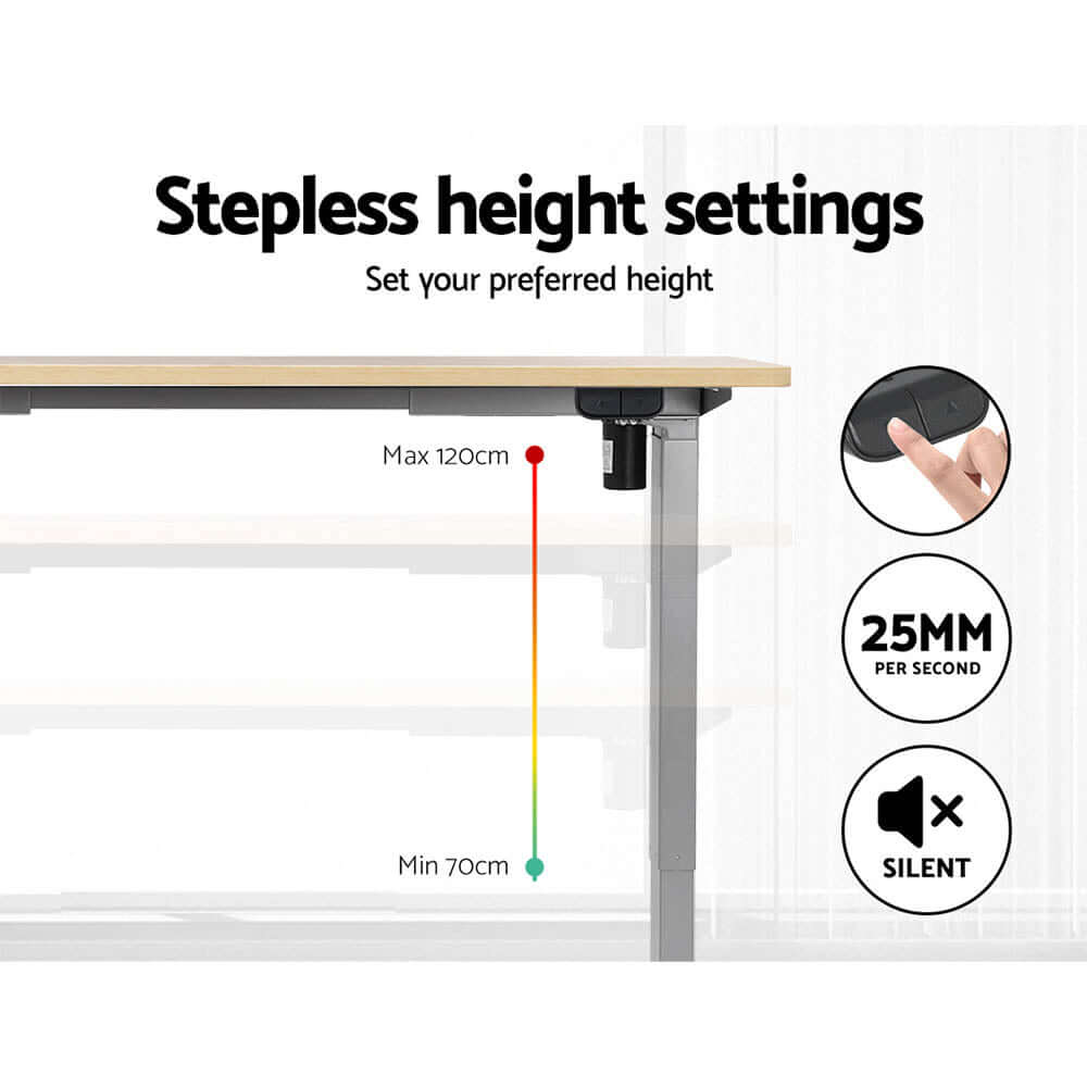 RIGA Sit Stand Desk Grey & Oak 120cm