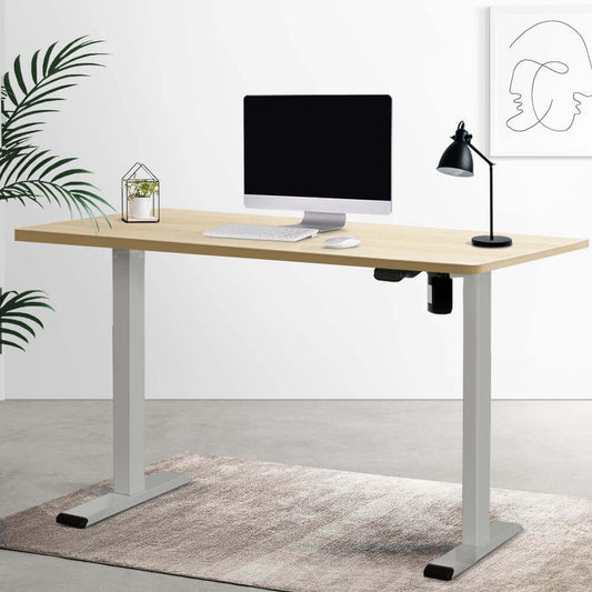 RIGA Sit Stand Desk Grey & Oak 120cm Buro Living