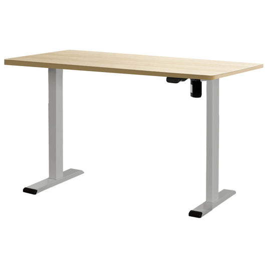 RIGA Sit Stand Desk Grey & Oak 140cm