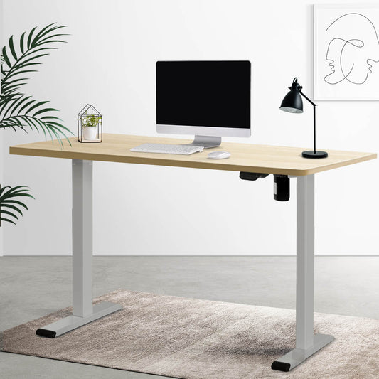 RIGA Sit Stand Desk Grey & Oak 140cm