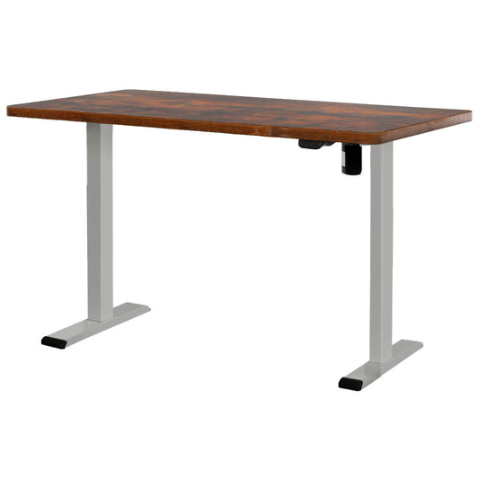 RIGA Sit Stand Desk Grey & Rustic Brown 140cm