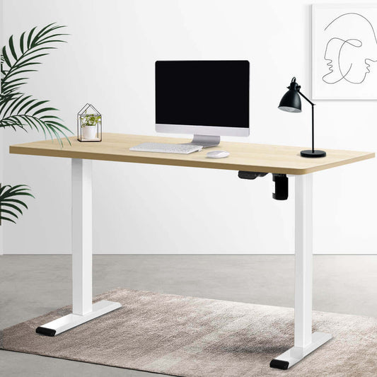 RIGA Sit Stand Desk White & Oak 120cm Buro Living