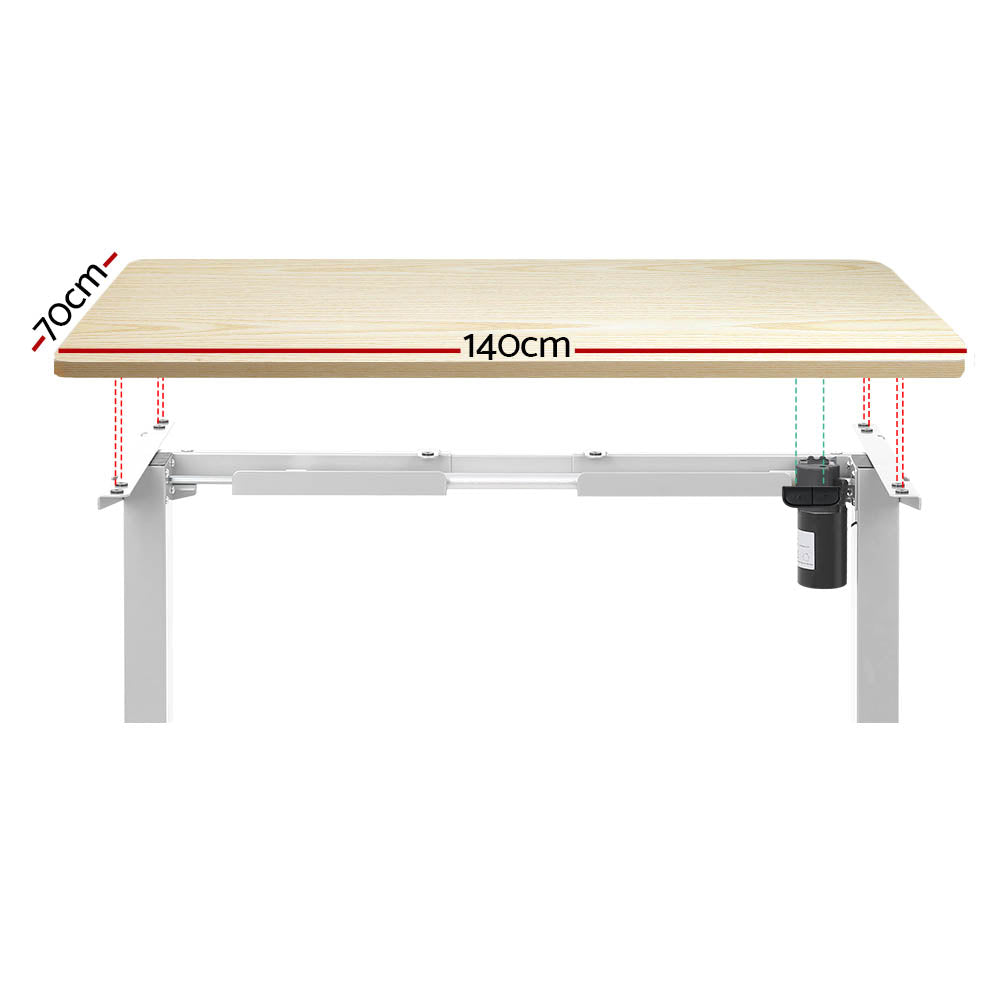 RIGA Sit Stand Desk White & Oak 140cm