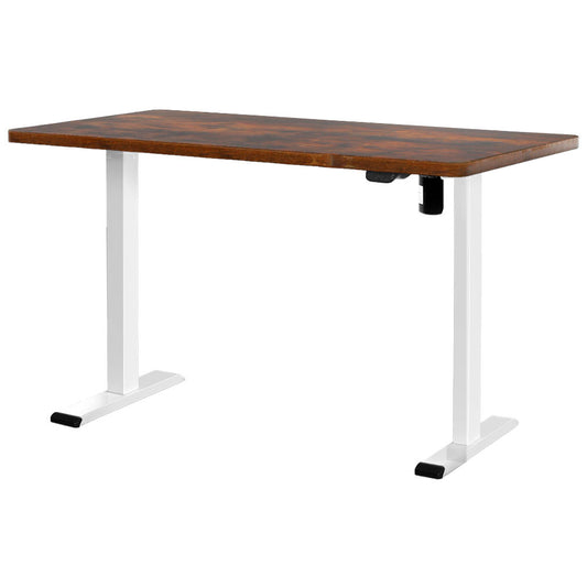 RIGA Sit Stand Desk White & Rustic Brown 140cm