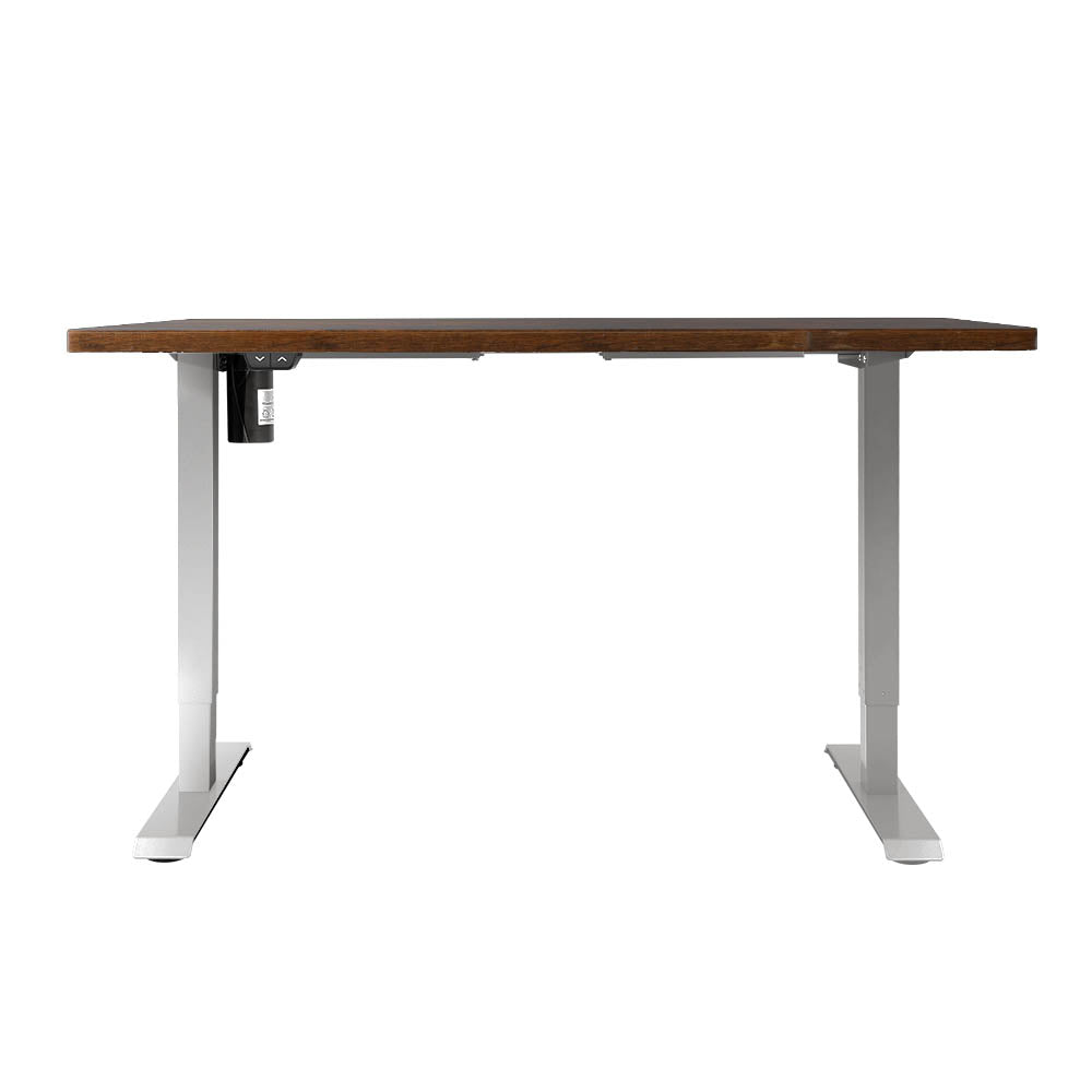 RIGA Sit Stand Desk White & Rustic Brown 140cm