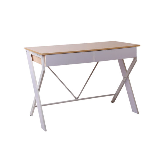 LOFOTEN White Desk with Drawer - Oak Top