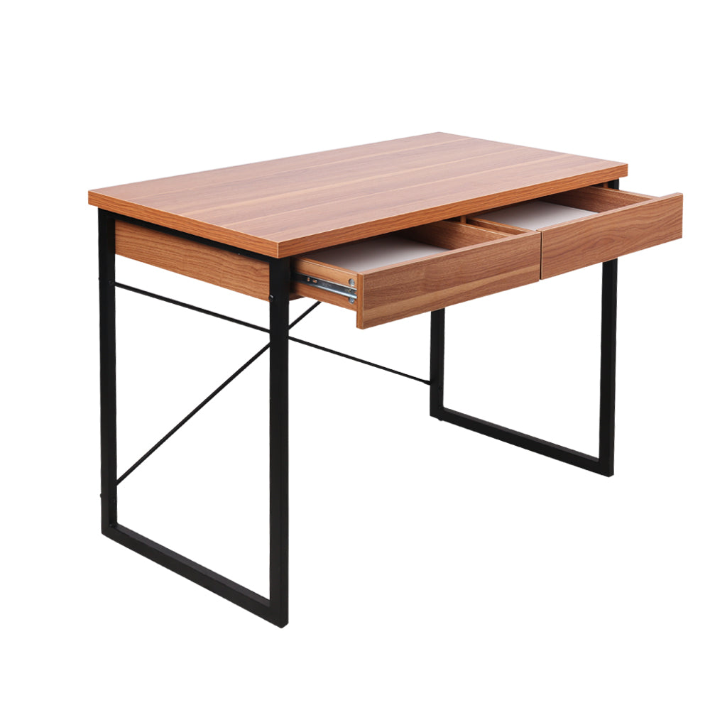 PETRA Walnut and Metal Compact Desk - 100cm