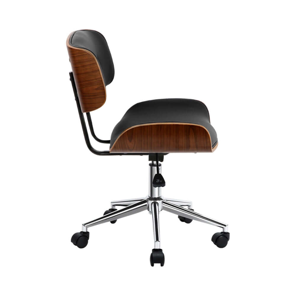BANFF Eclectic Wooden Office Chair Black Leather