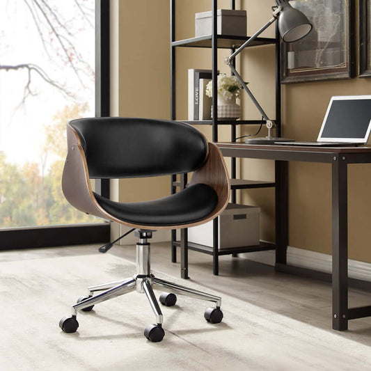 Wooden Office Chair with Vegan Leather Seat Buro Living