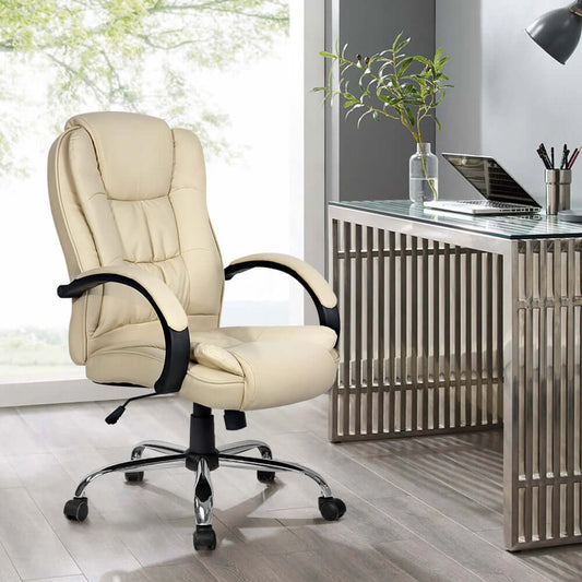 LEON Beige Executive Gaming Chair Vegan Leather