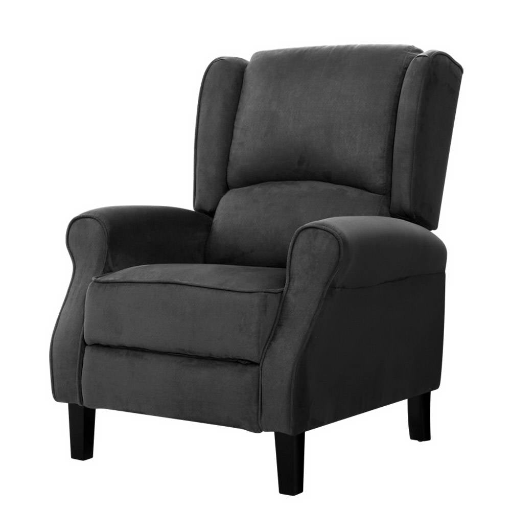 COPENHAGEN Recliner Suede Armchair Charcoal Buro Living