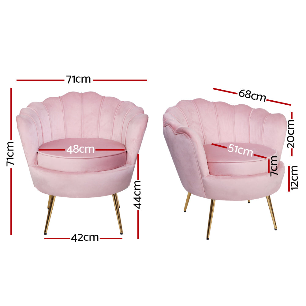 PETRA Velvet Scallop Accent Armchair Pink