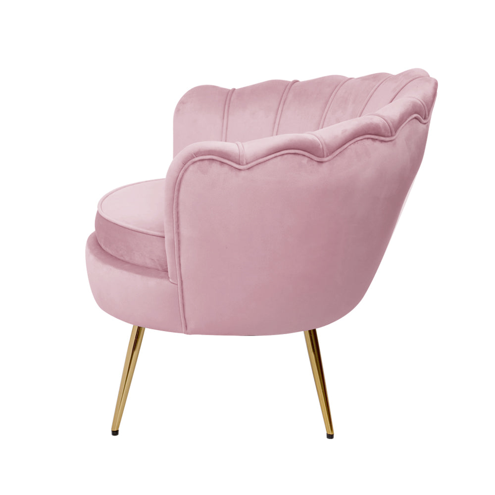 PETRA Velvet Scallop Accent Armchair Pink