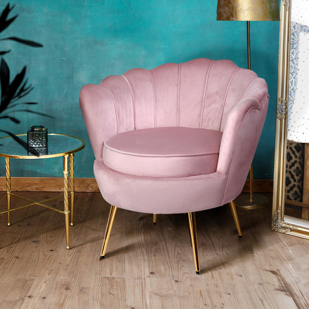 PETRA Velvet Scallop Chair Pink Buro Living