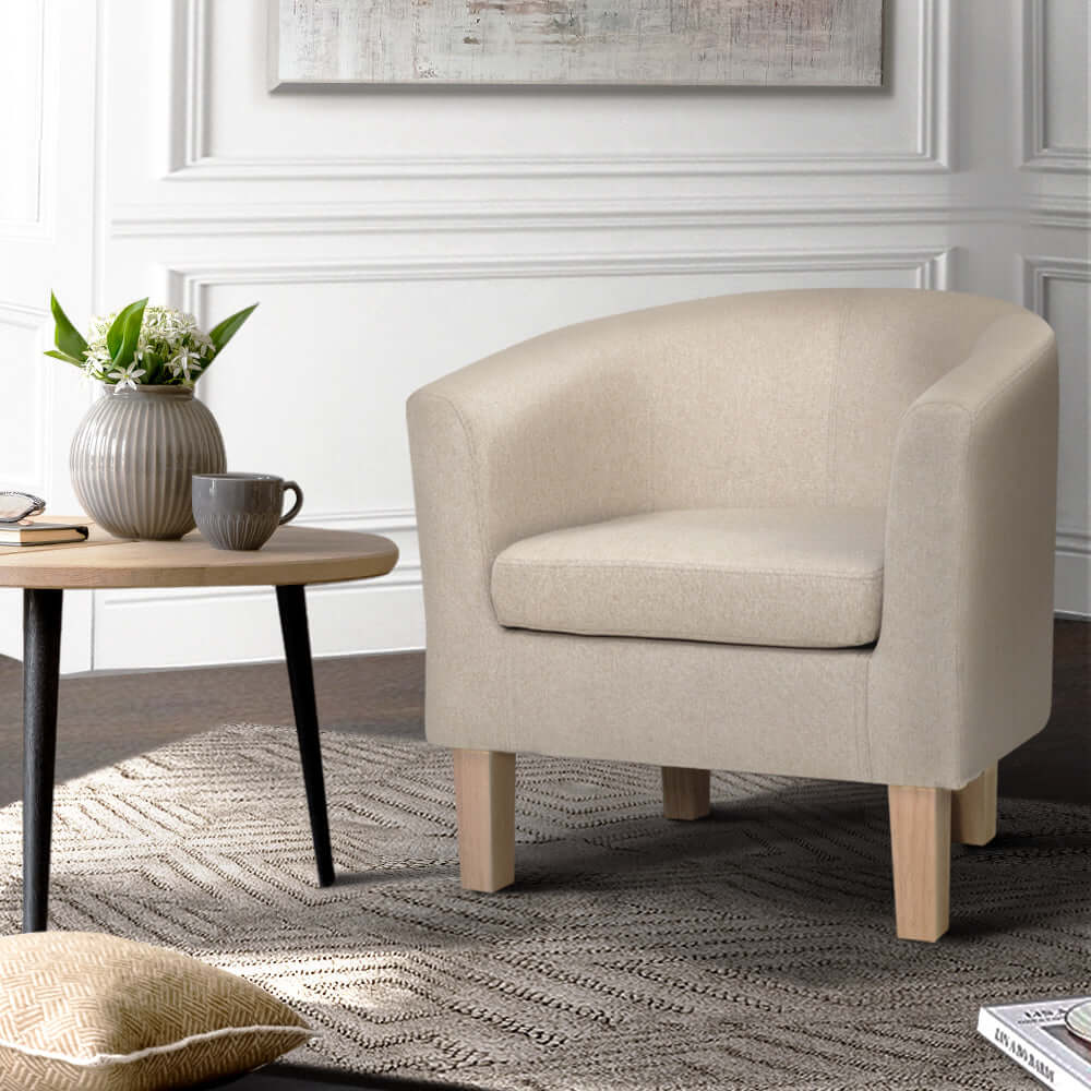 JEDDAH Accent Fabric Armchair Beige