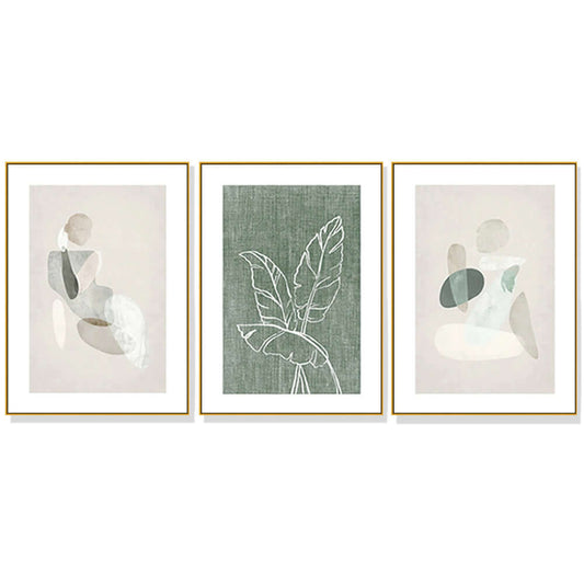 Abstract Body & Leaves Gold Frame Canvas Wall Art