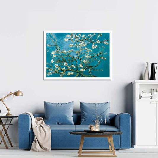 Van Gogh Almond Blossom White Frame Canvas Wall Art