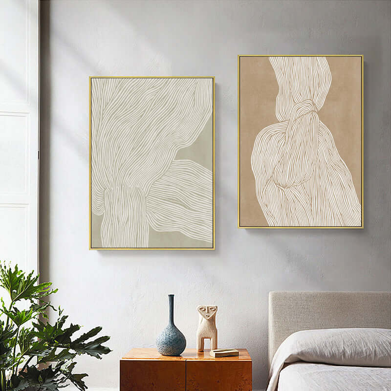 Abstract Lines Gold Frame Canvas Wall Art