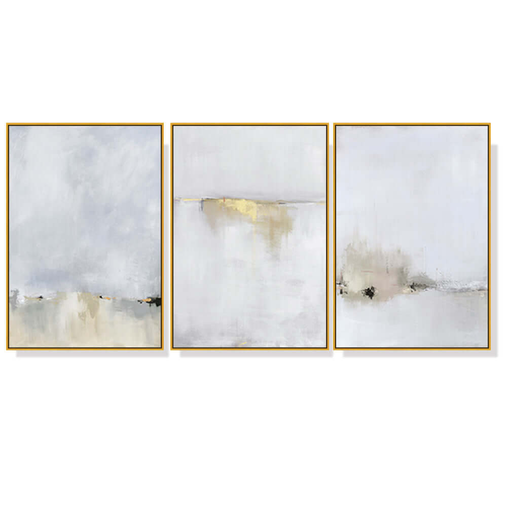 Abstract Golden White Gold Frame Canvas Wall Art