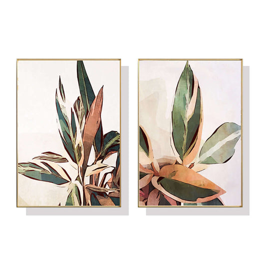 Botanical Leaves Gold Frame Canvas Wall Art