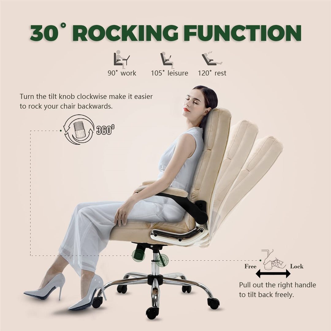 BERN Velvet Ergonomic Office Chair Cream