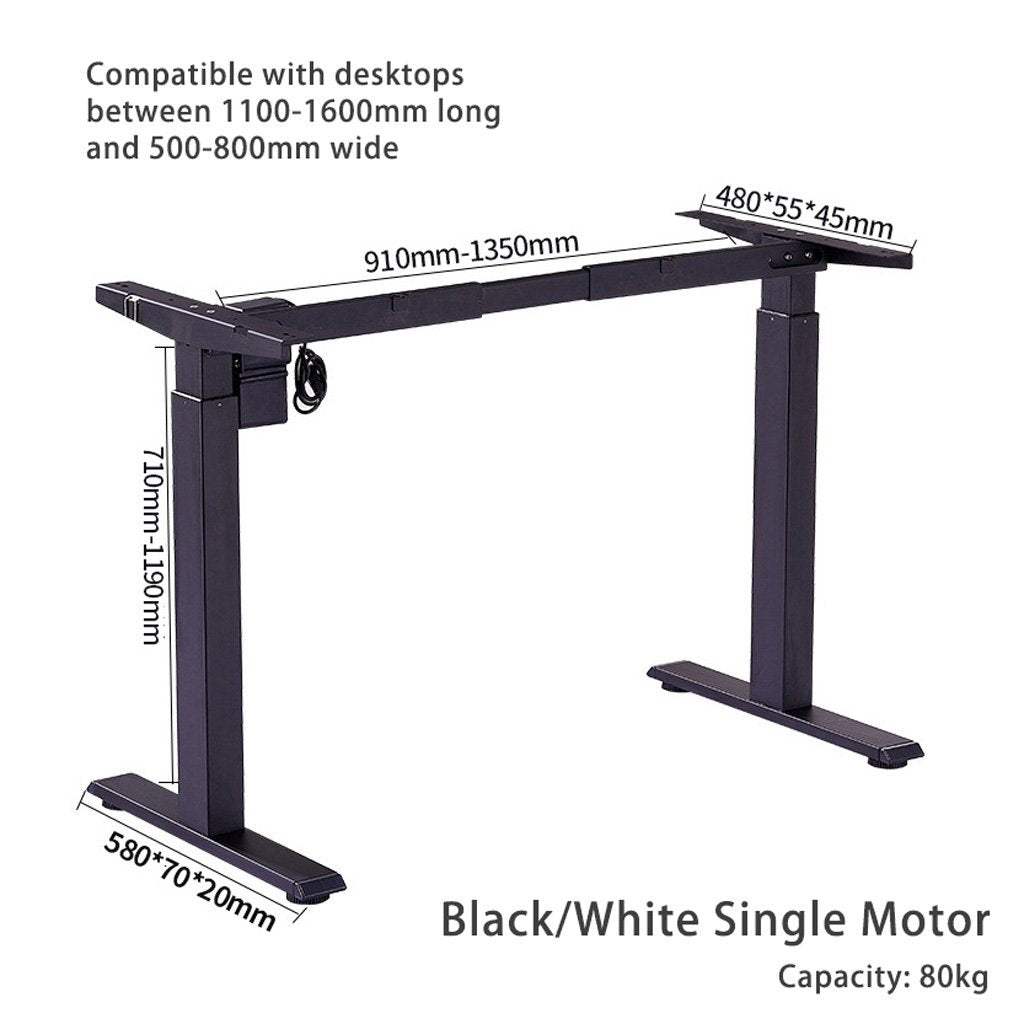 SAXON 160cm Standing Desk Black Frame Maple Top