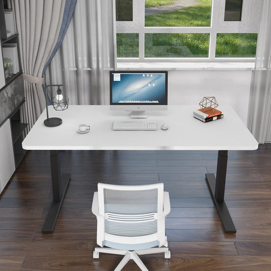 SAXON 160cm Standing Desk Black Frame White Top