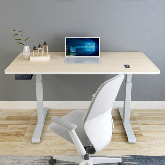SAXON 140cm Standing Desk Grey Frame Maple Top