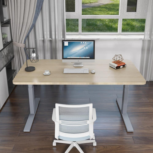SAXON 140cm Standing Desk Grey Frame Maple Top