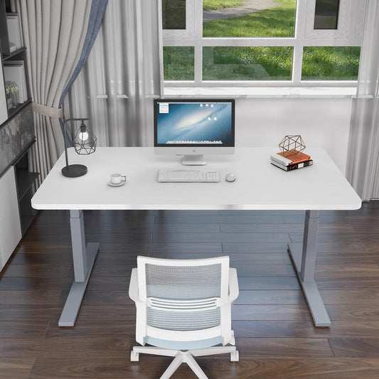 SAXON 160cm Standing Desk Grey Frame White Top