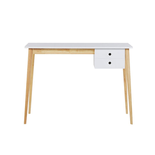 BASEL Desk with Drawer in White & Rubber Wood Buro Living