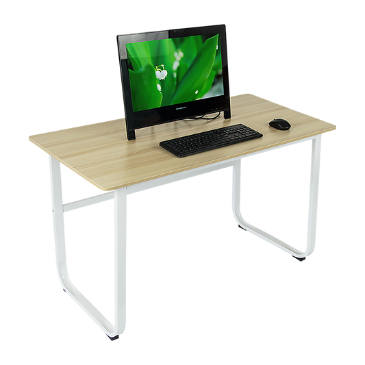LOFOTEN Wood & Steel Solid Computer Desk - White