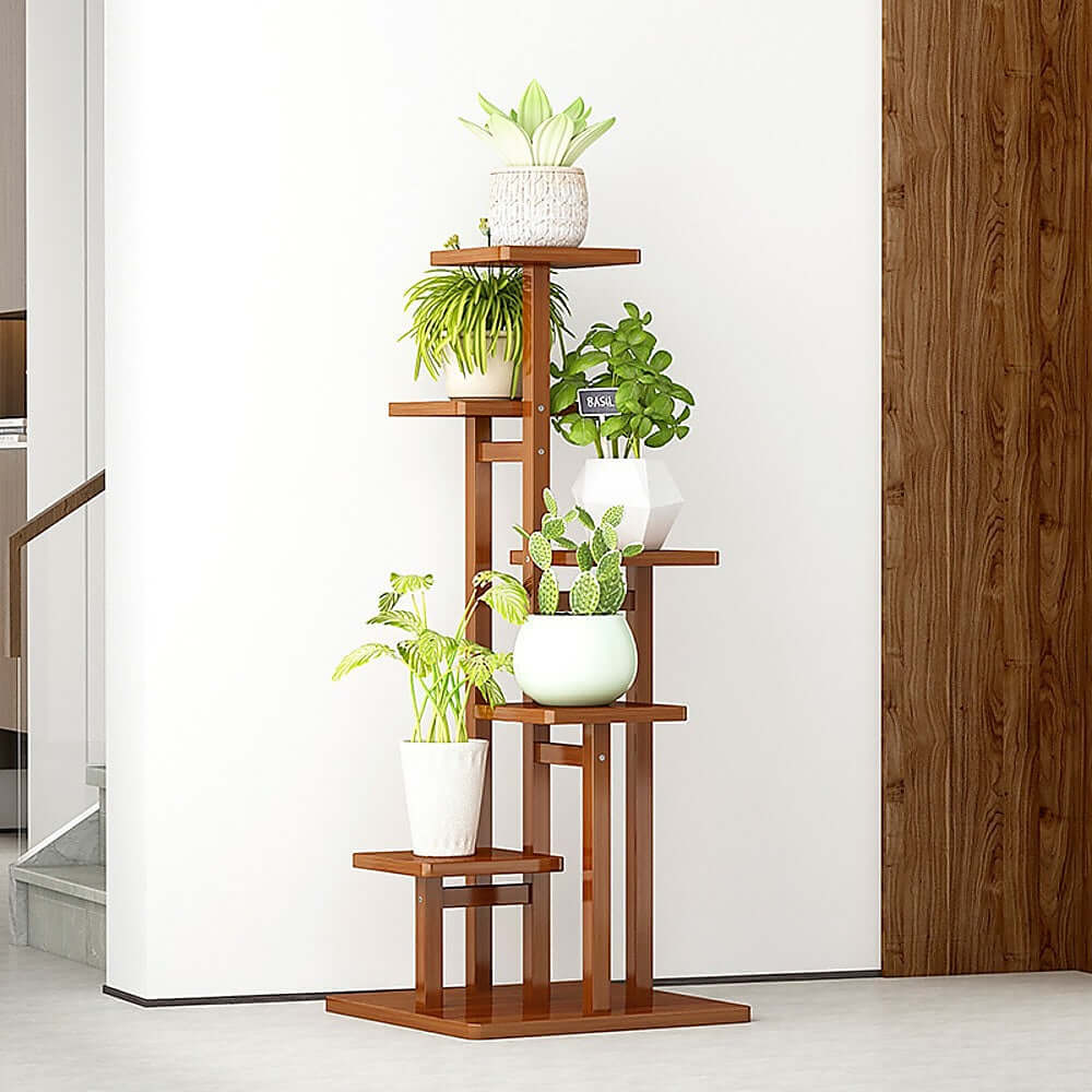 ANJI 5 Tier Vertical Bamboo Plant Stand