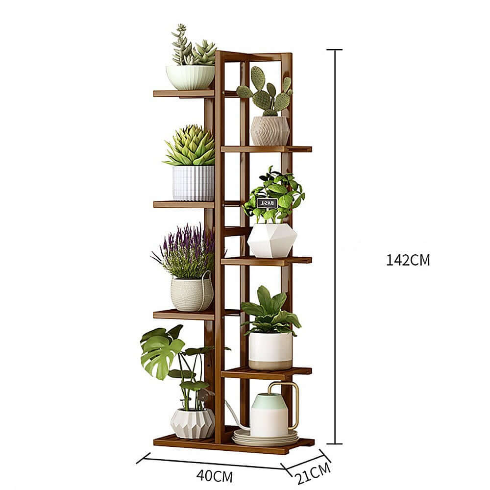 ANJI 6 Tier Vertical Bamboo Plant Stand Dark