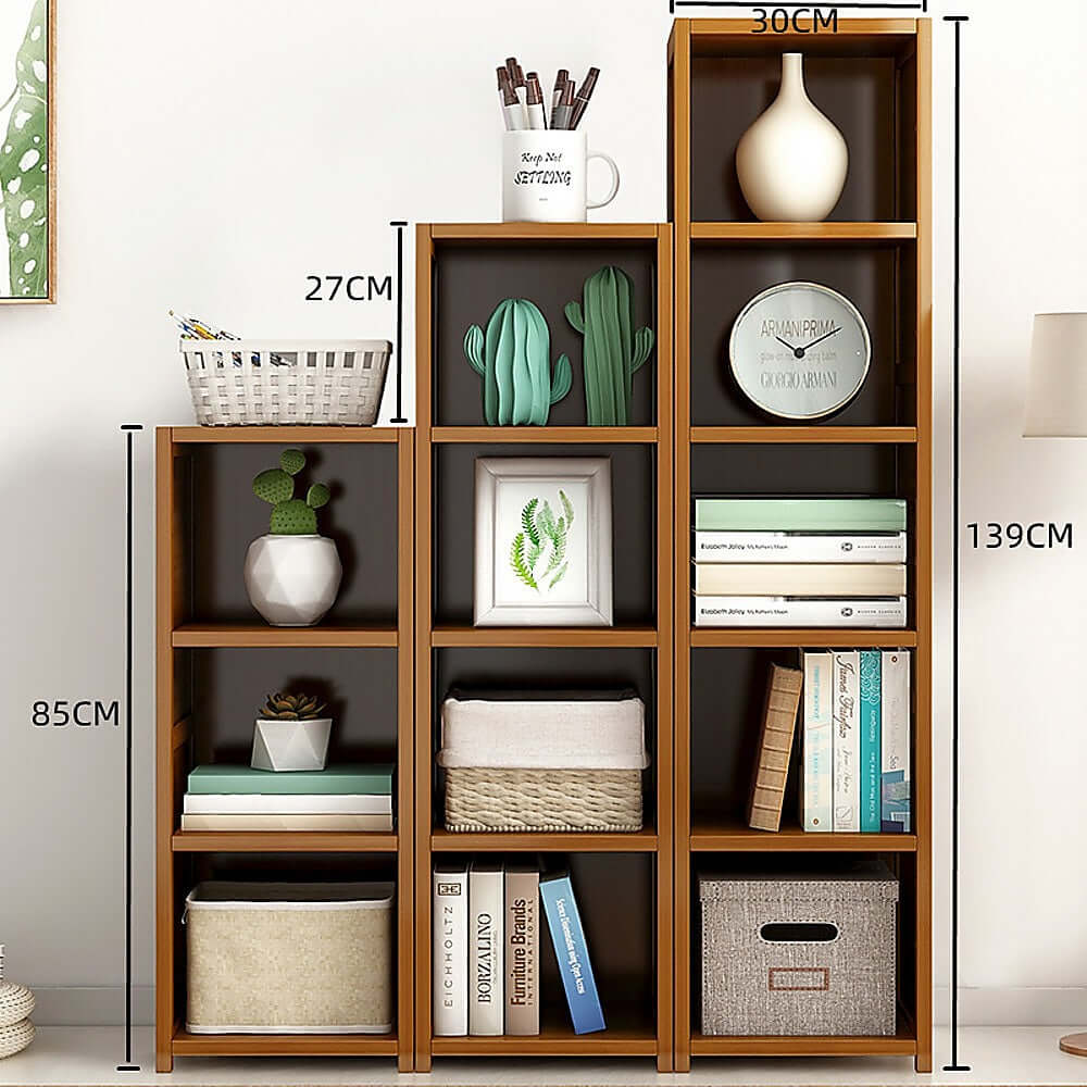 ANJI Bamboo Storage Bookcase Full Set