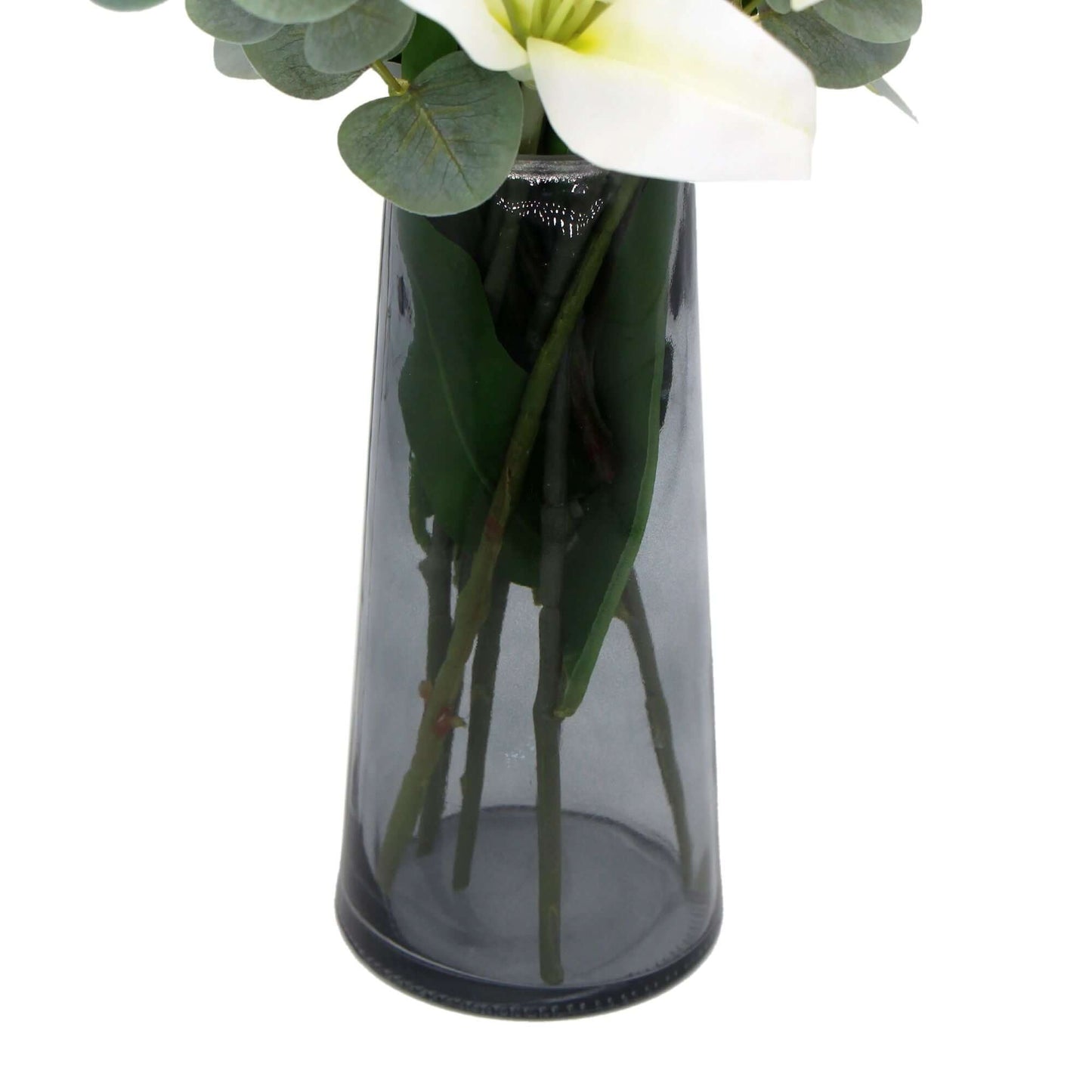 BABYLON Faux White Lily with Eucalyptus Arrangement 45cm