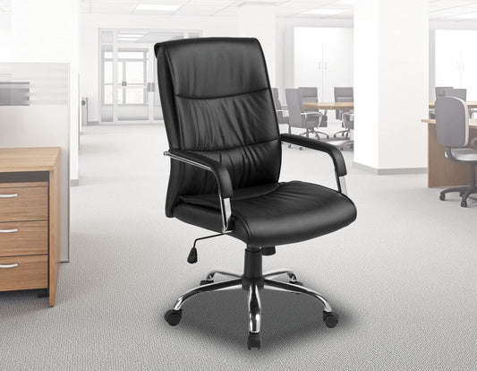 LEON Executive Leather Office Chair Padded Black